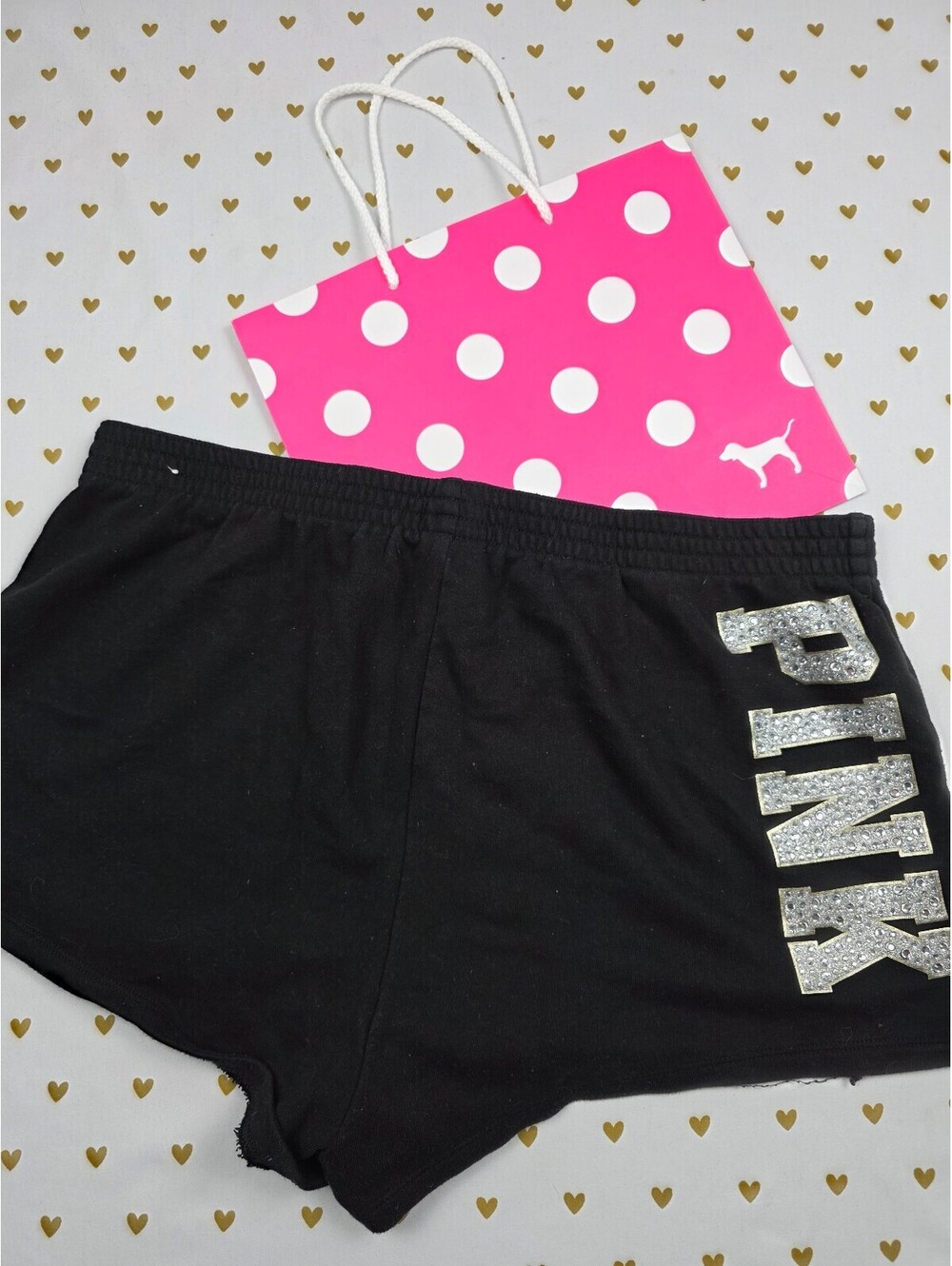 Victorias Secret PINK BLING Sweat Shorts Rhinestone Vintage Y2k LARGE